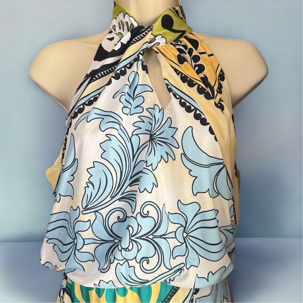 Cato Fashions Women's Sleeveless Keyhole Neck Maxi Dress Floral Fern Print - Picture 4 of 11